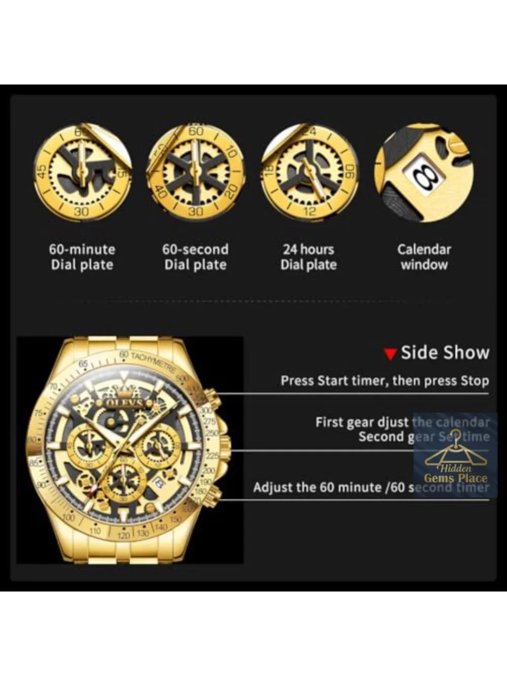 Men's Skeleton Business Dress Watch Stainless Steel Waterproof Luminous Quartz
